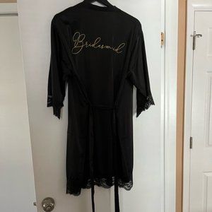 Black Satin Bridesmaid Robe